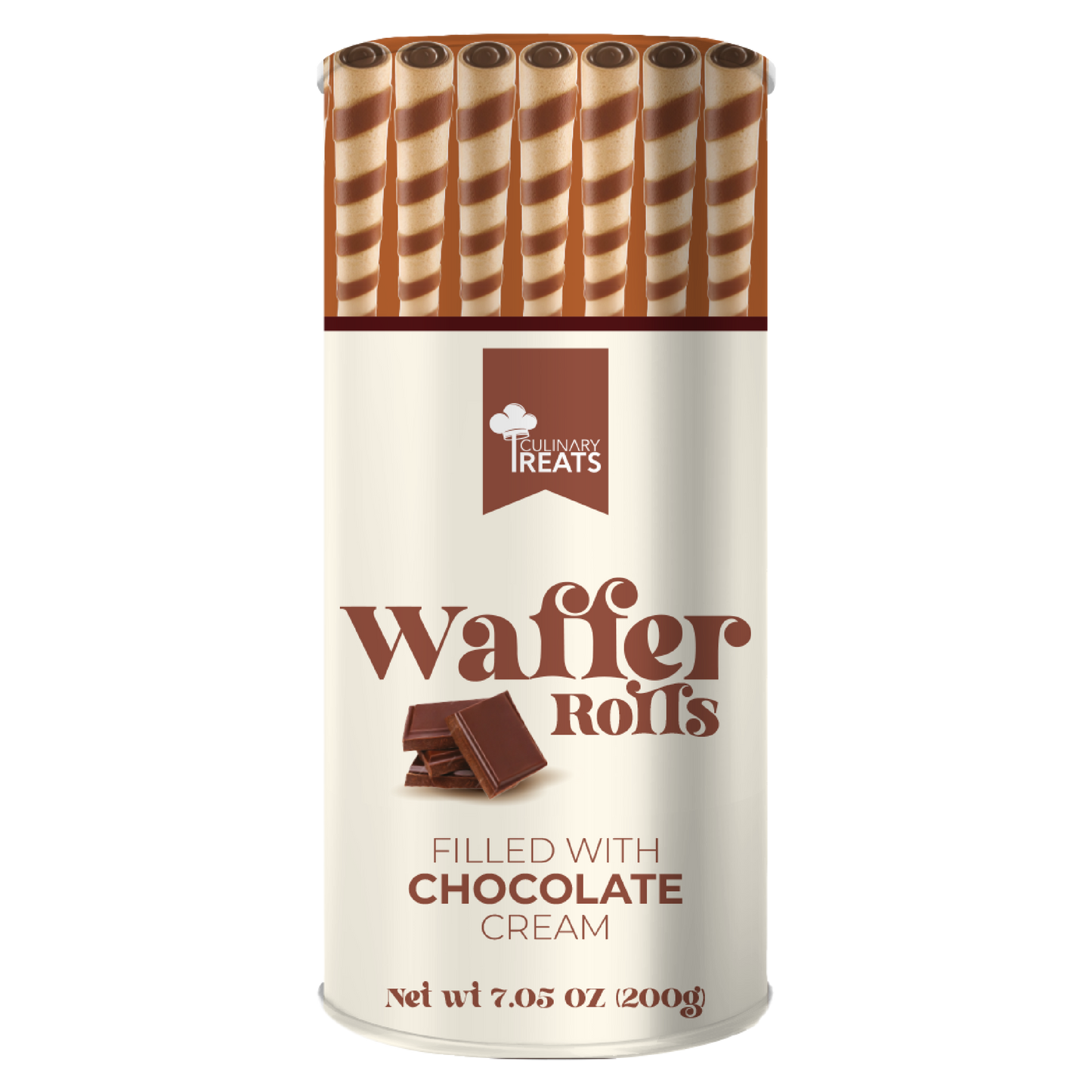 WAFFER ROLLS FILLED WITH CHOCOLATE CREAM