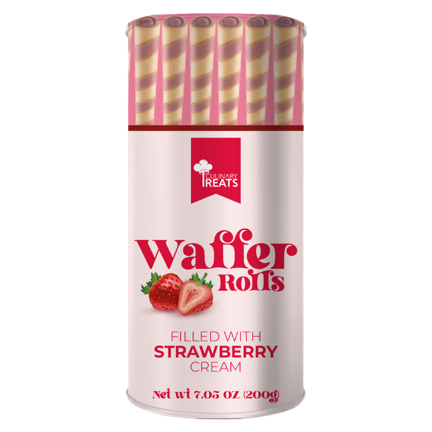 WAFFER ROLLS FILLED WITH STRAWBERRY CREAM