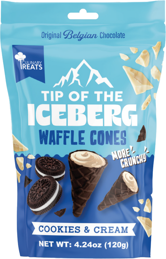 Cookies and cream white chocolate filled cones