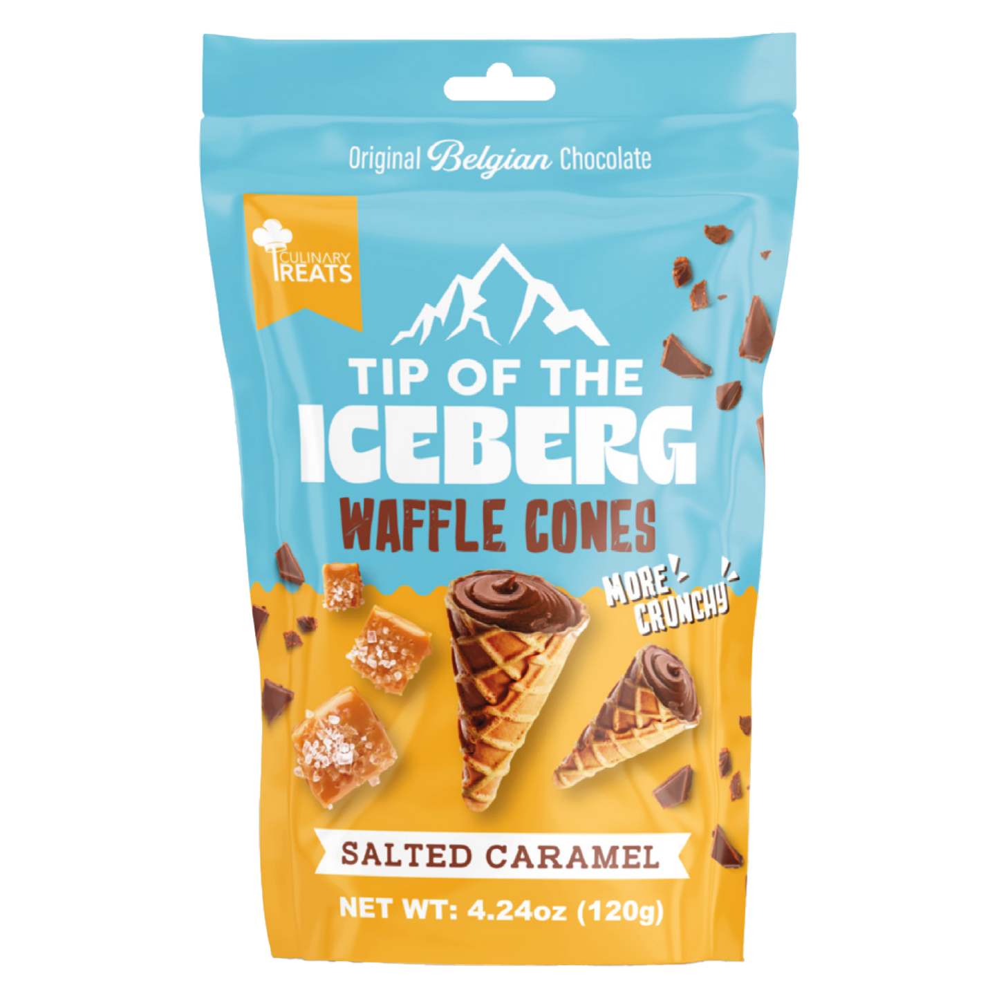 Sea salt caramel Milk Chocolate  filled waffle cones