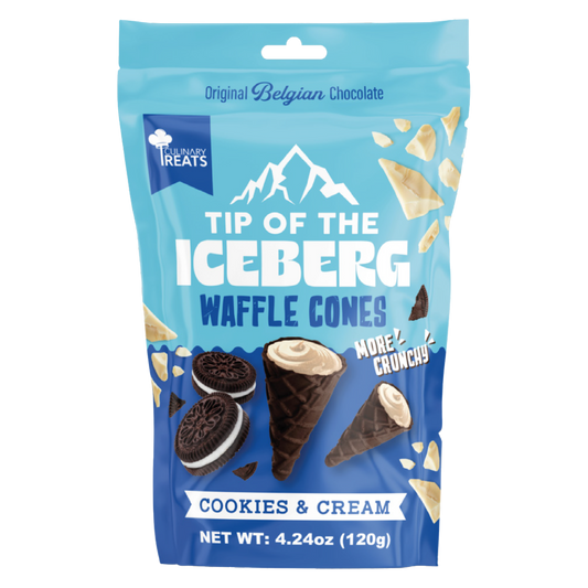 Cookies and cream white chocolate filled cones