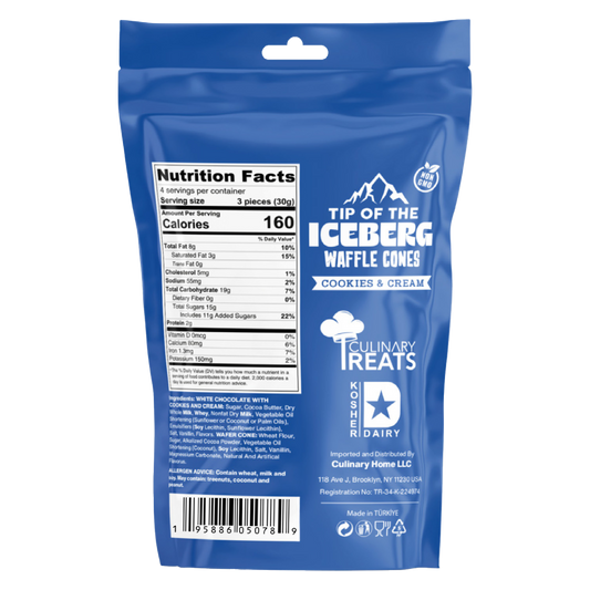 Cookies and cream white chocolate filled cones