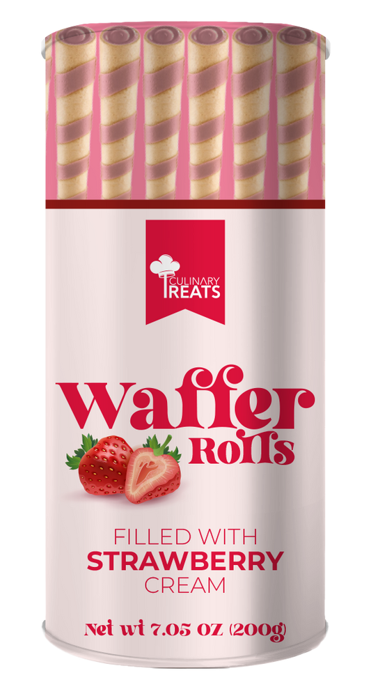 WAFFER ROLLS FILLED WITH STRAWBERRY CREAM