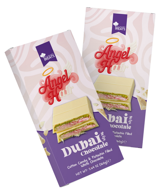 Cotton candy & pistachio filled white chocolate 160g